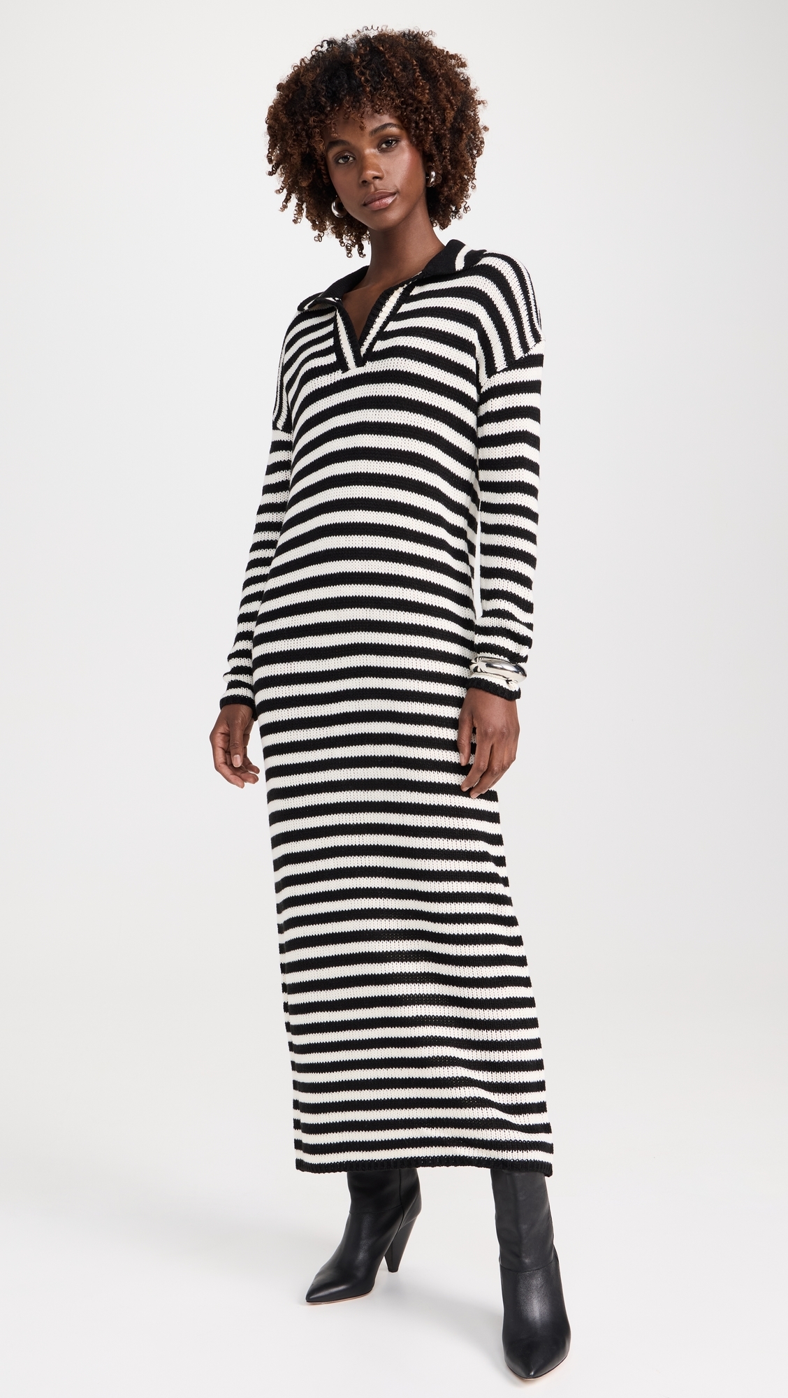 Raya Striped Polo Dress Black Multi
