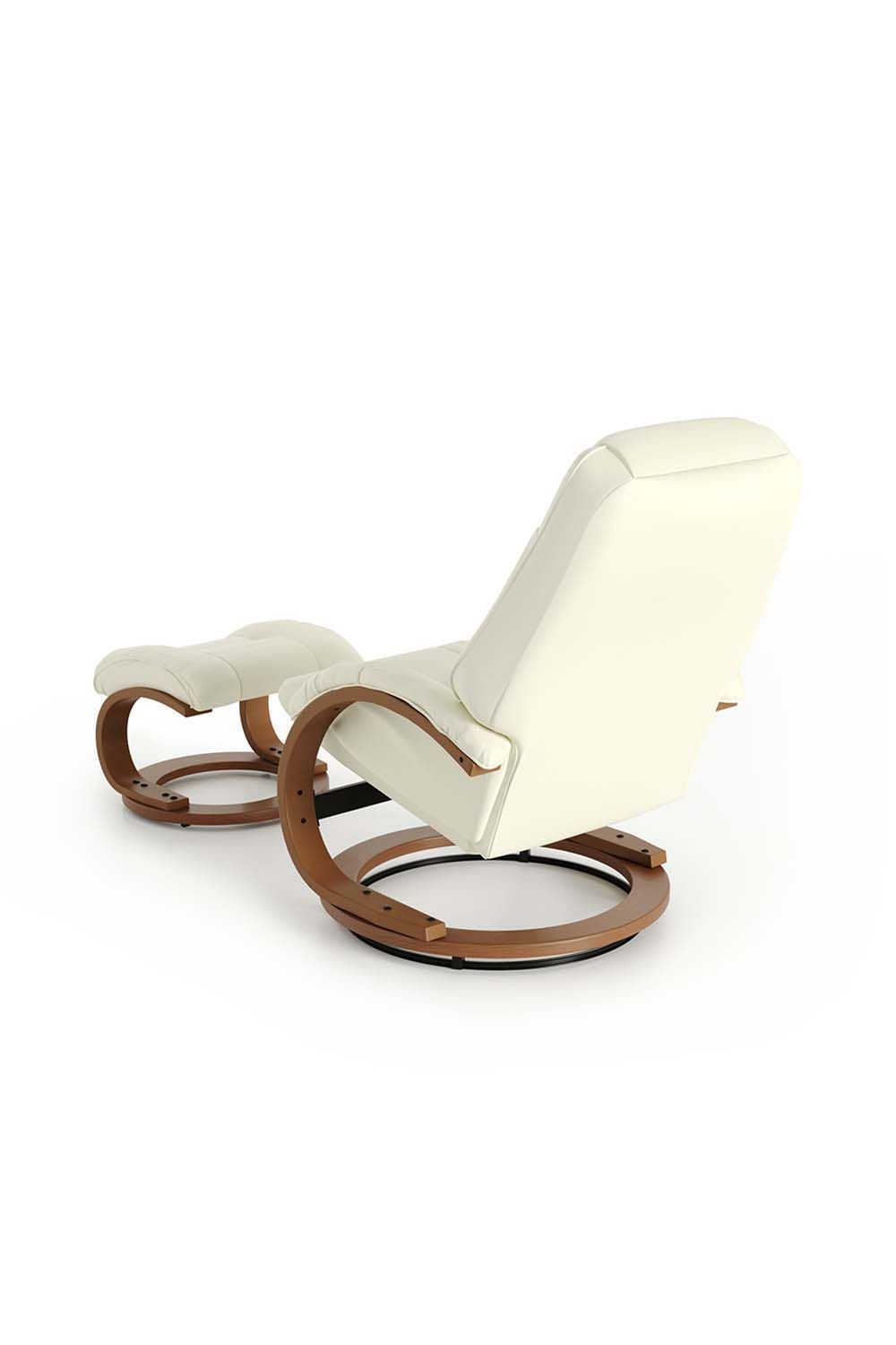 Living And Home Contemporary Leather Soft Recliner With Footstool In Beige