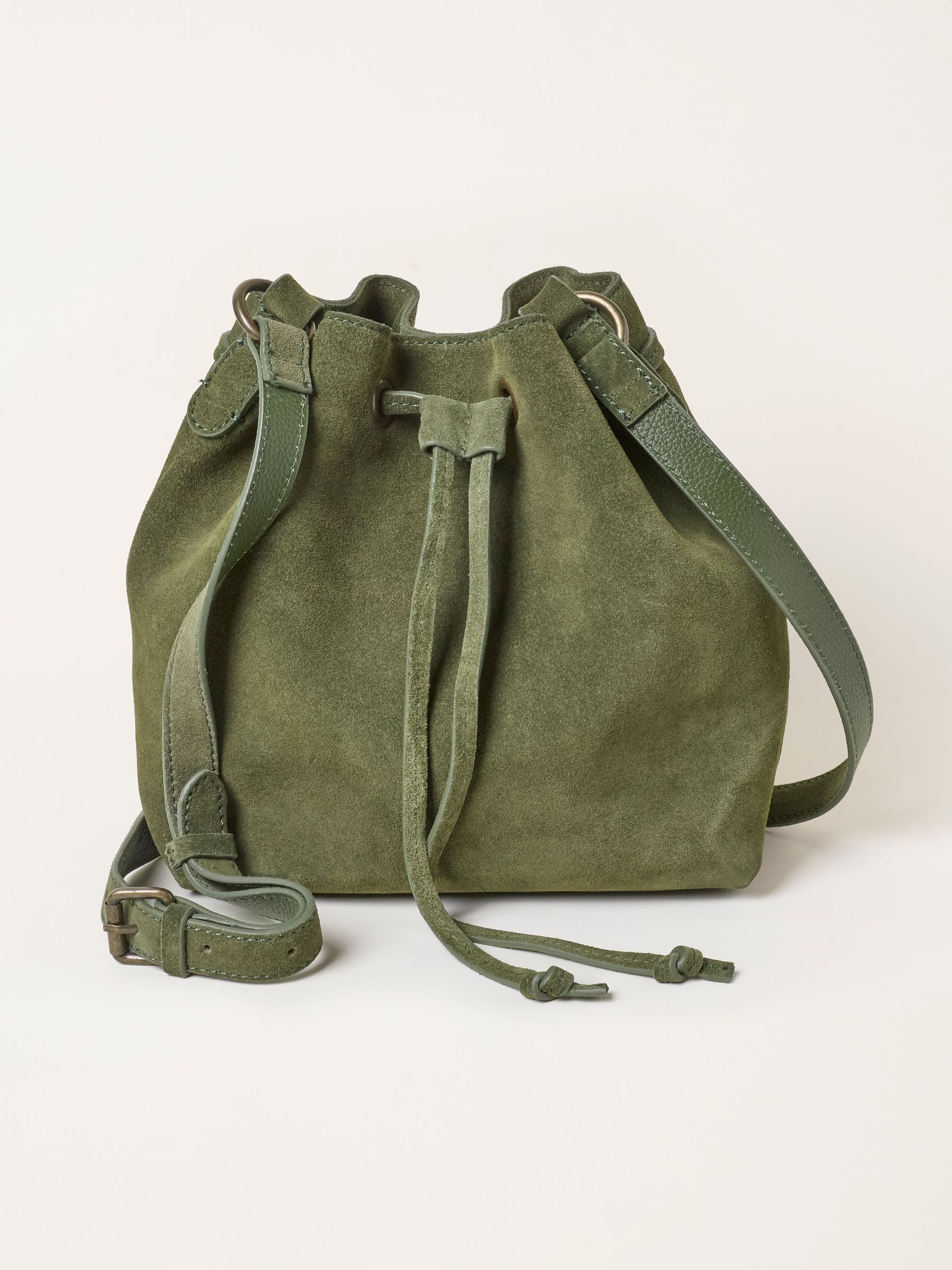 FatFace Amelia Green Suede Bucket Bag