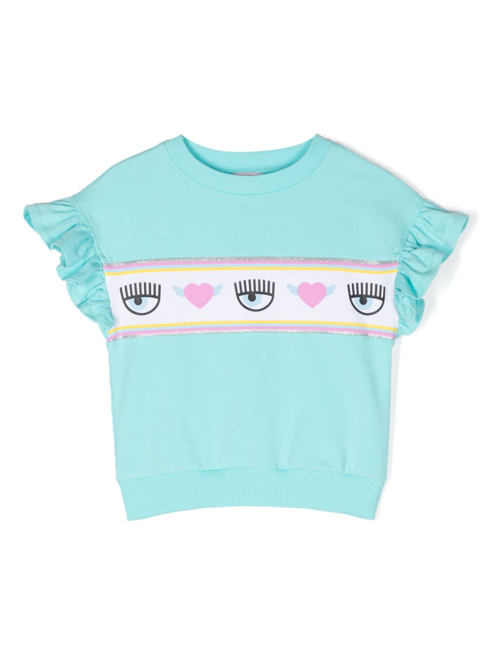 Ruffle sleeveless T-shirt - Blue