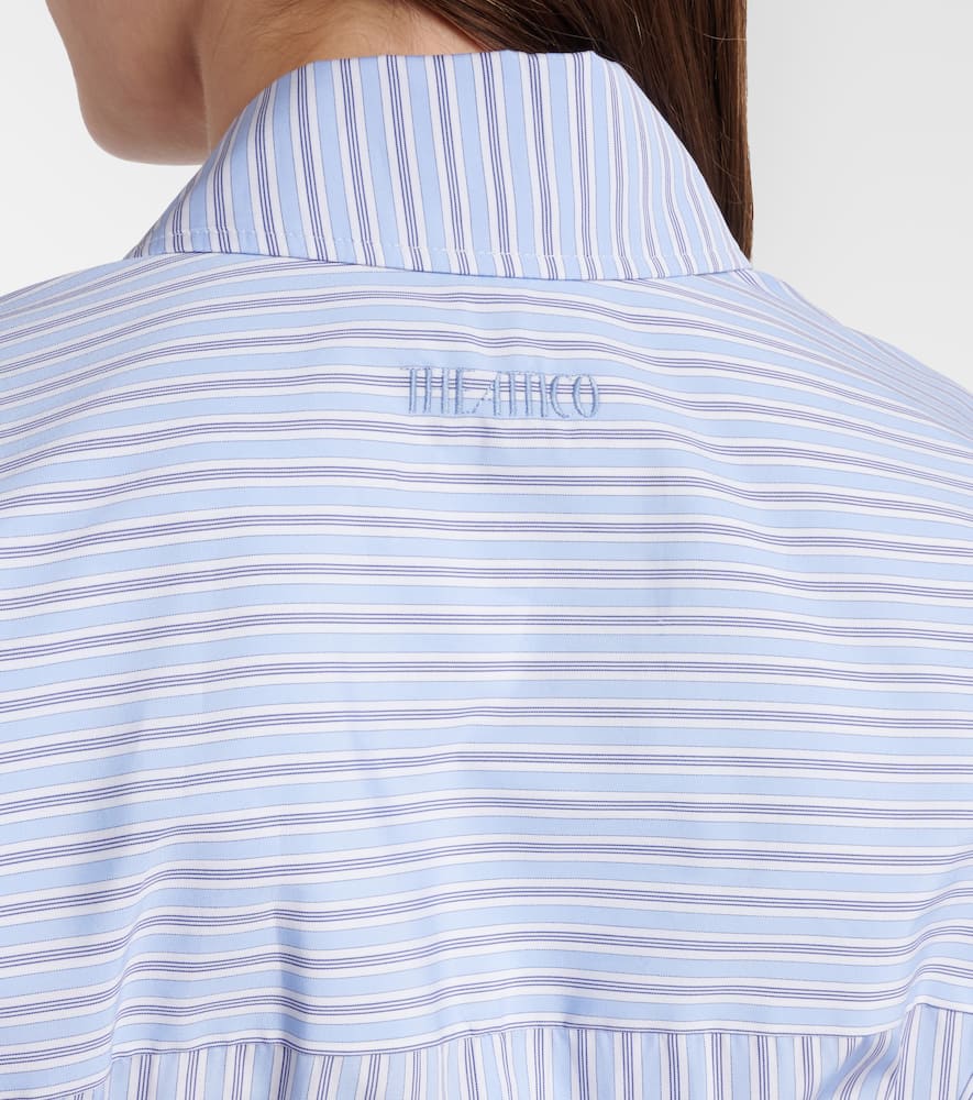 Gathered striped cotton shirt dress