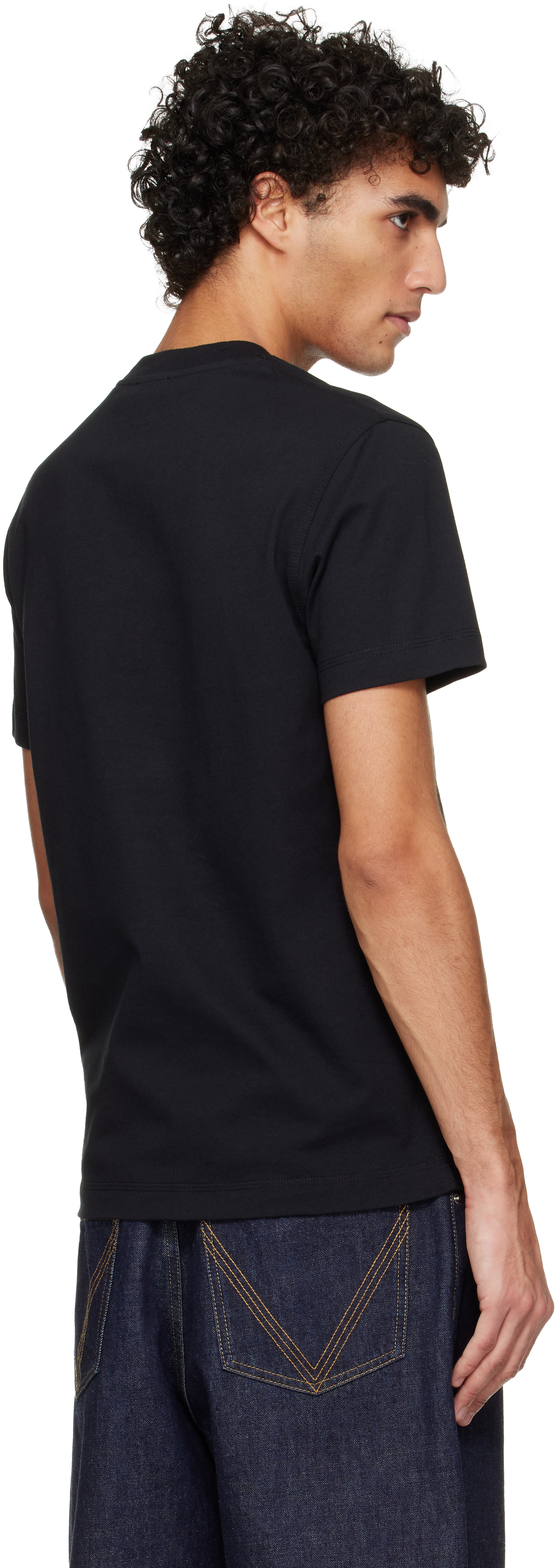 Black Check Label Cotton T-shirt