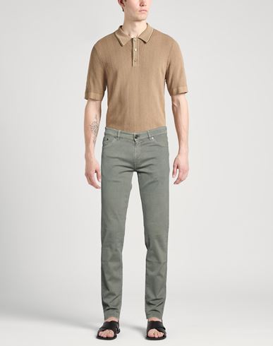 Man Pants Military green Size 33 Cotton, Elastane