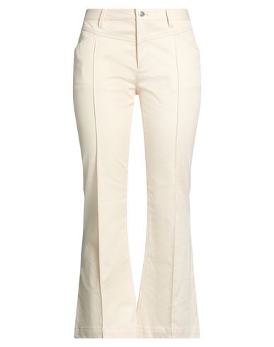 Woman Pants Beige Size 4 Cotton, Elastane