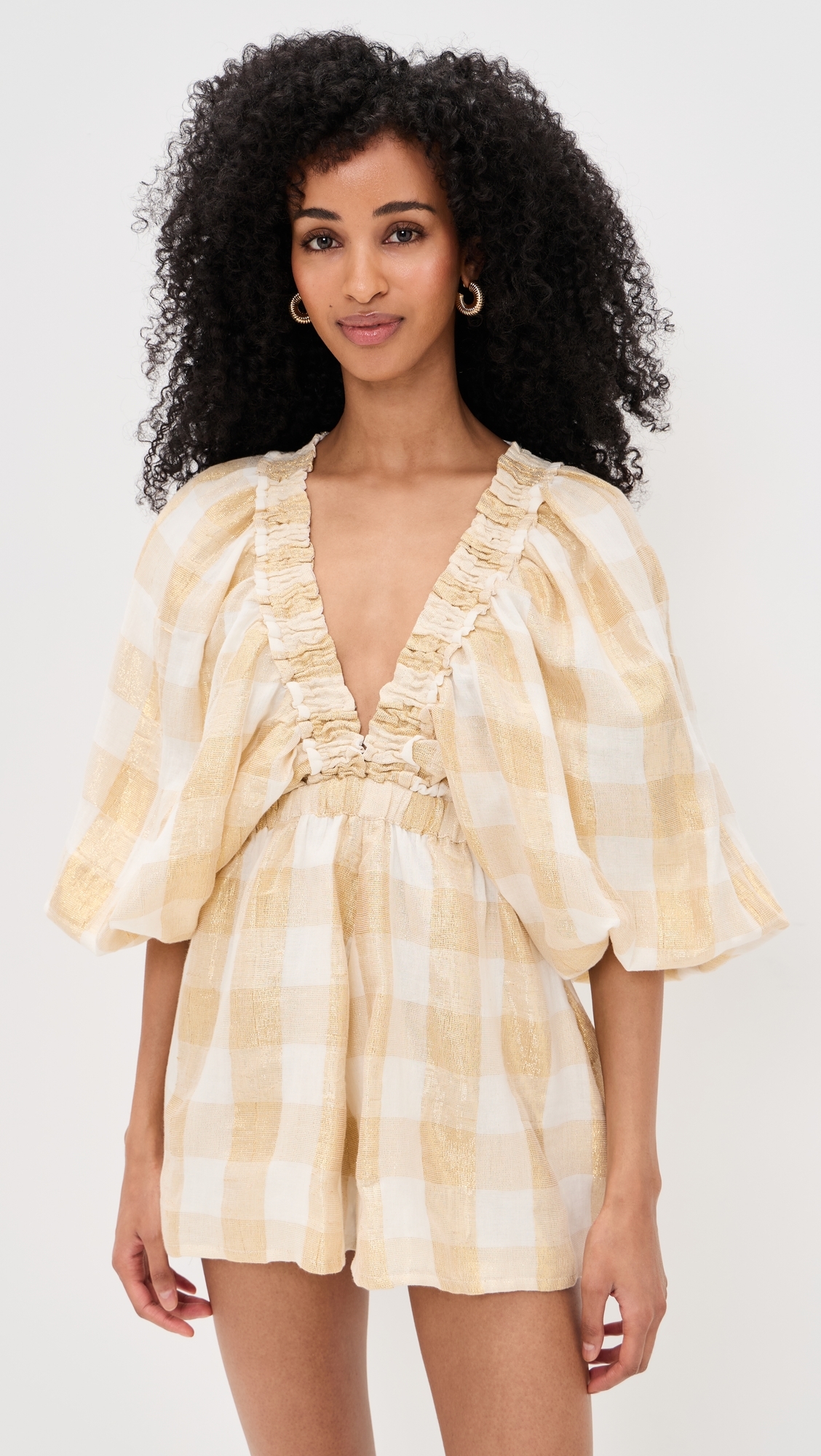 Alicia Jumpsuit Gingham Gold L