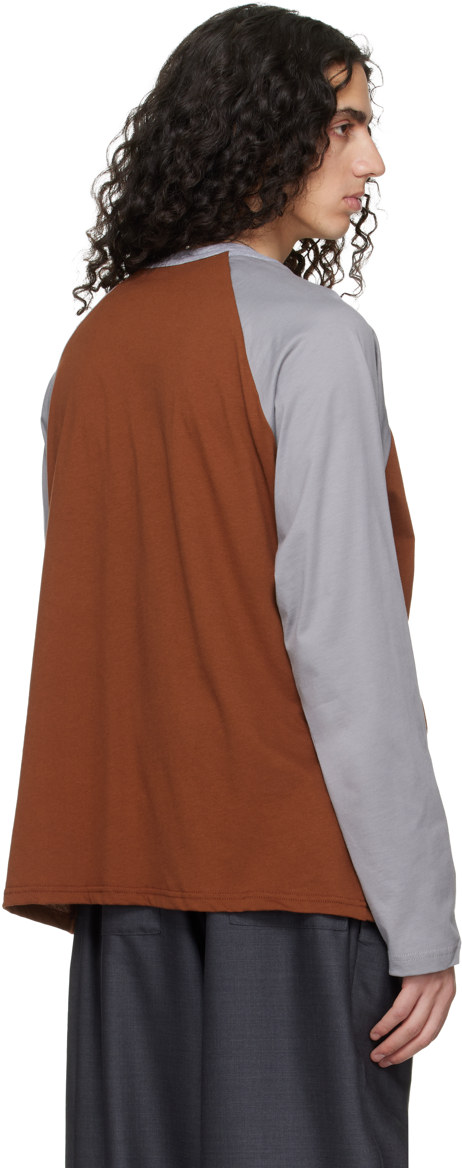 Tan & Gray W-Neck Cotton T-shirt