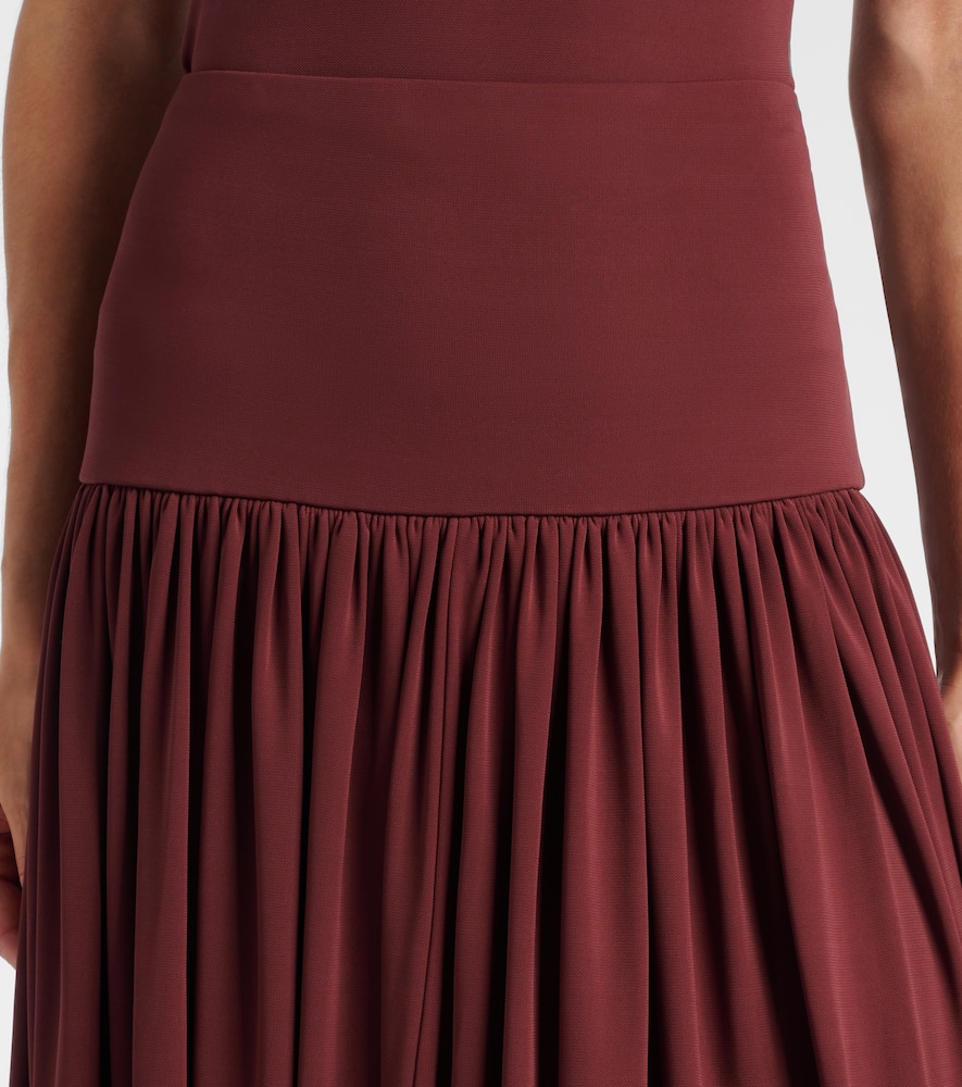 Gathered jersey maxi skirt