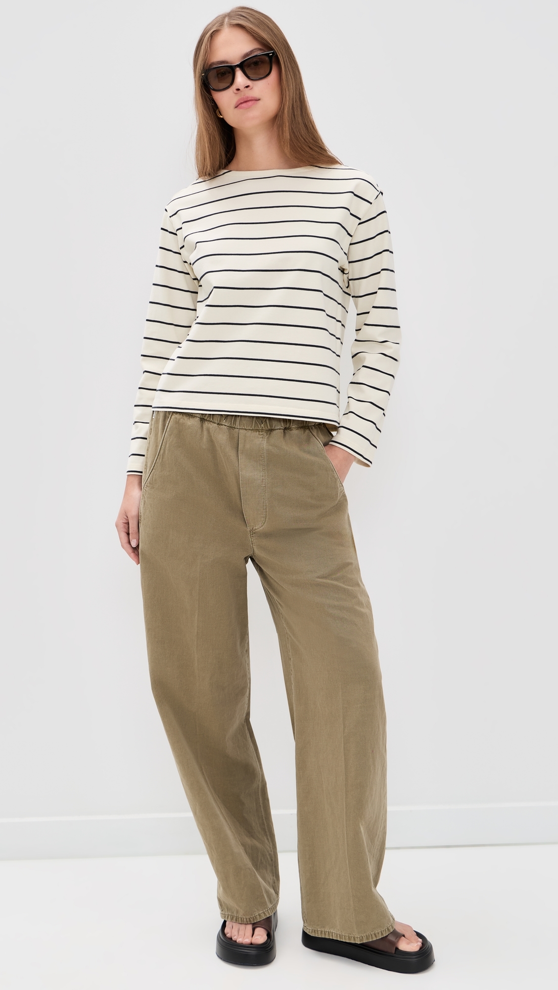 Luxe Sueded Mariner Tee Black/White Stripe