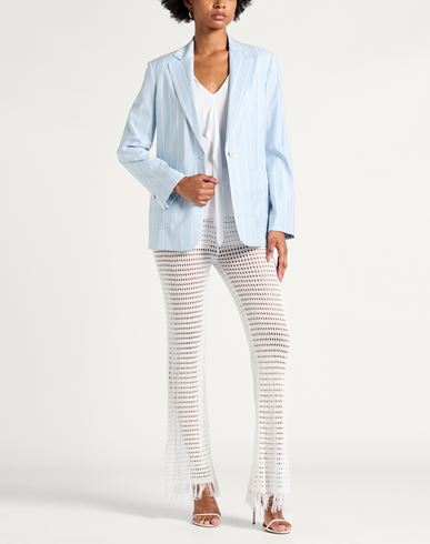 Woman Blazer Sky blue Size 2 Wool, Viscose, Elastane