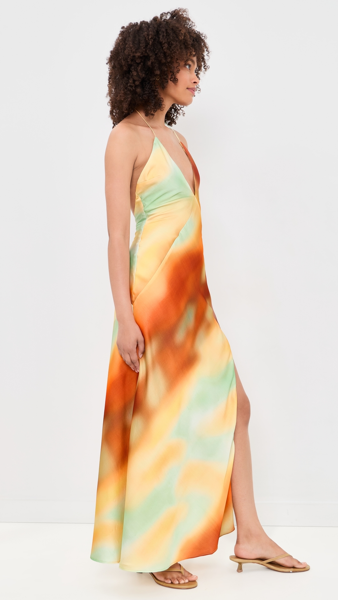 Lizbeth Halter Maxi Dress Sunrise Abstract