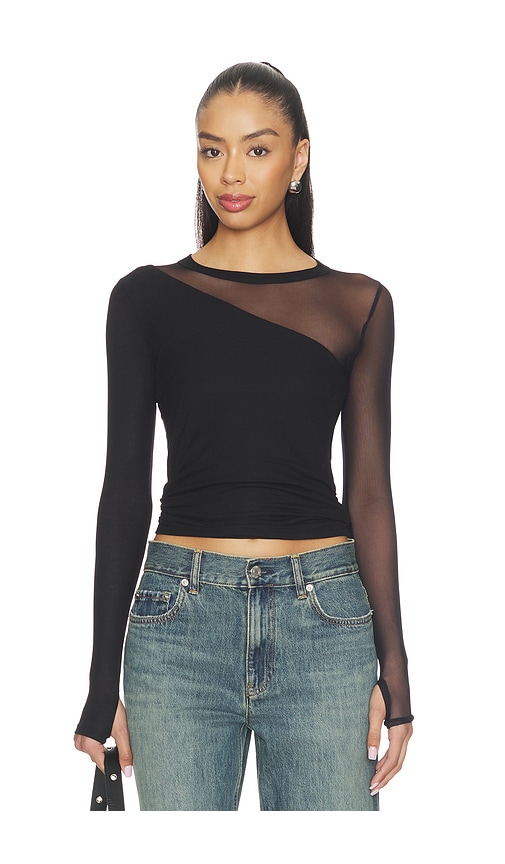 Michael Lauren Solita Long Sleeve Asymmetrical Top in Black. - L also in M, S