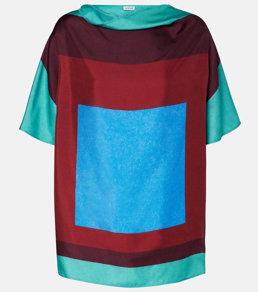 Printed silk satin top