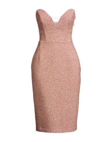 Woman Midi dress Rose gold Size 10 Viscose, Polyimide, Polyamide, Polyester