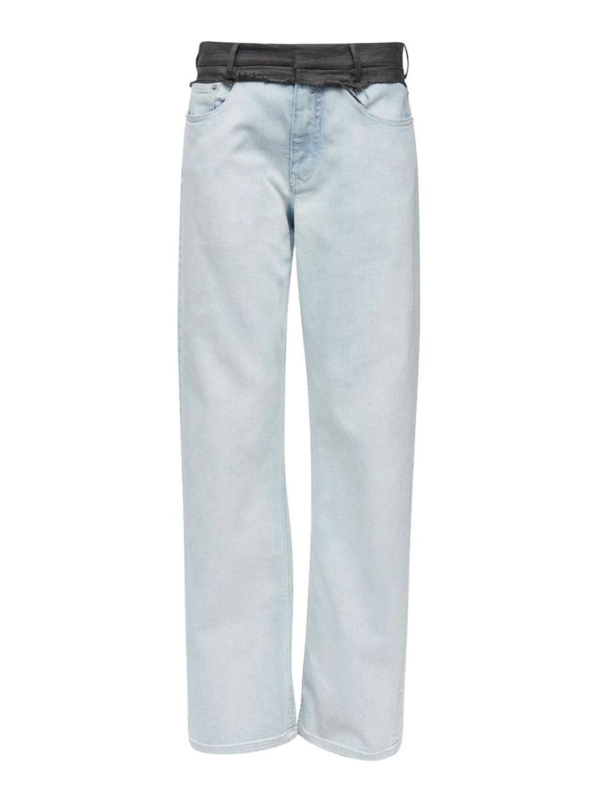 Light Blue And Black Cotton Jeans