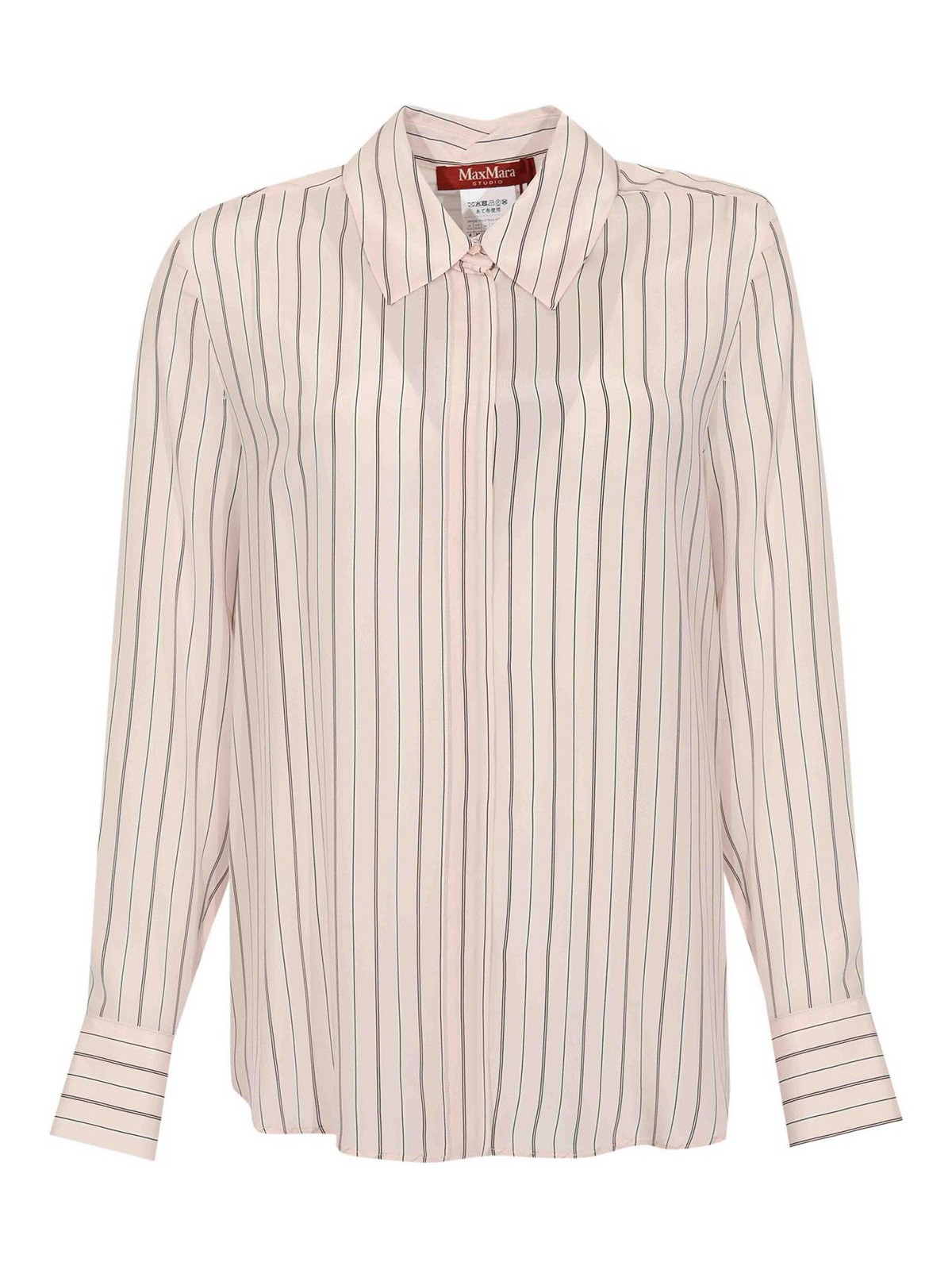 Mstflirt Shirt In Pink Striped Crepe De Chine