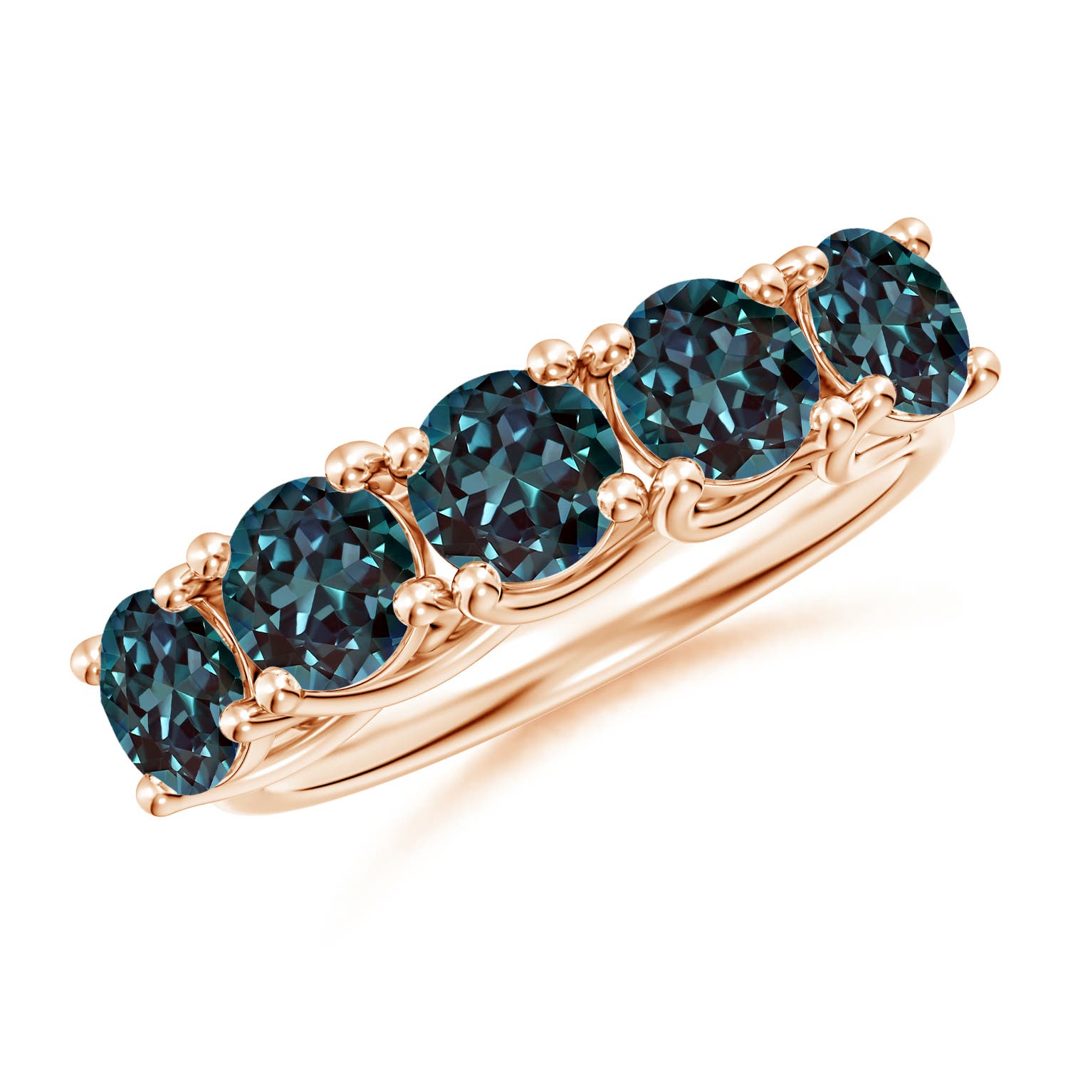 Angara 3.25 CTW Round Lab-Grown Alexandrite Half Eternity Five Stone Ring in 14K Rose Gold