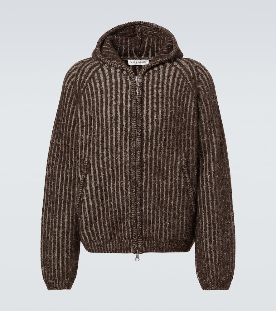 Level ribbed-knit wool zip-up hoodie