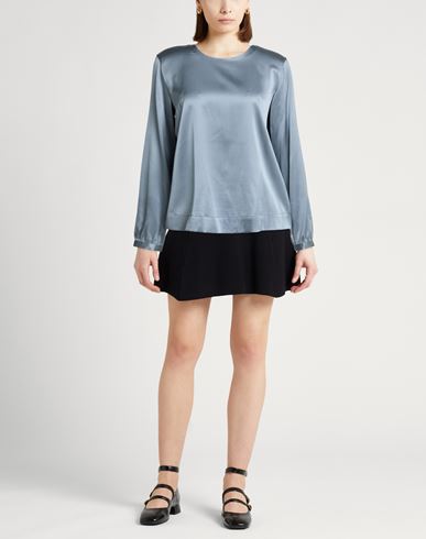Woman Top Slate blue Size 10 Silk, Elastane