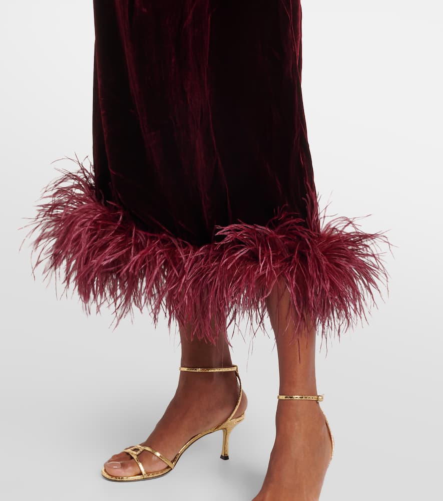 Gina Venti feather-trimmed midi dress