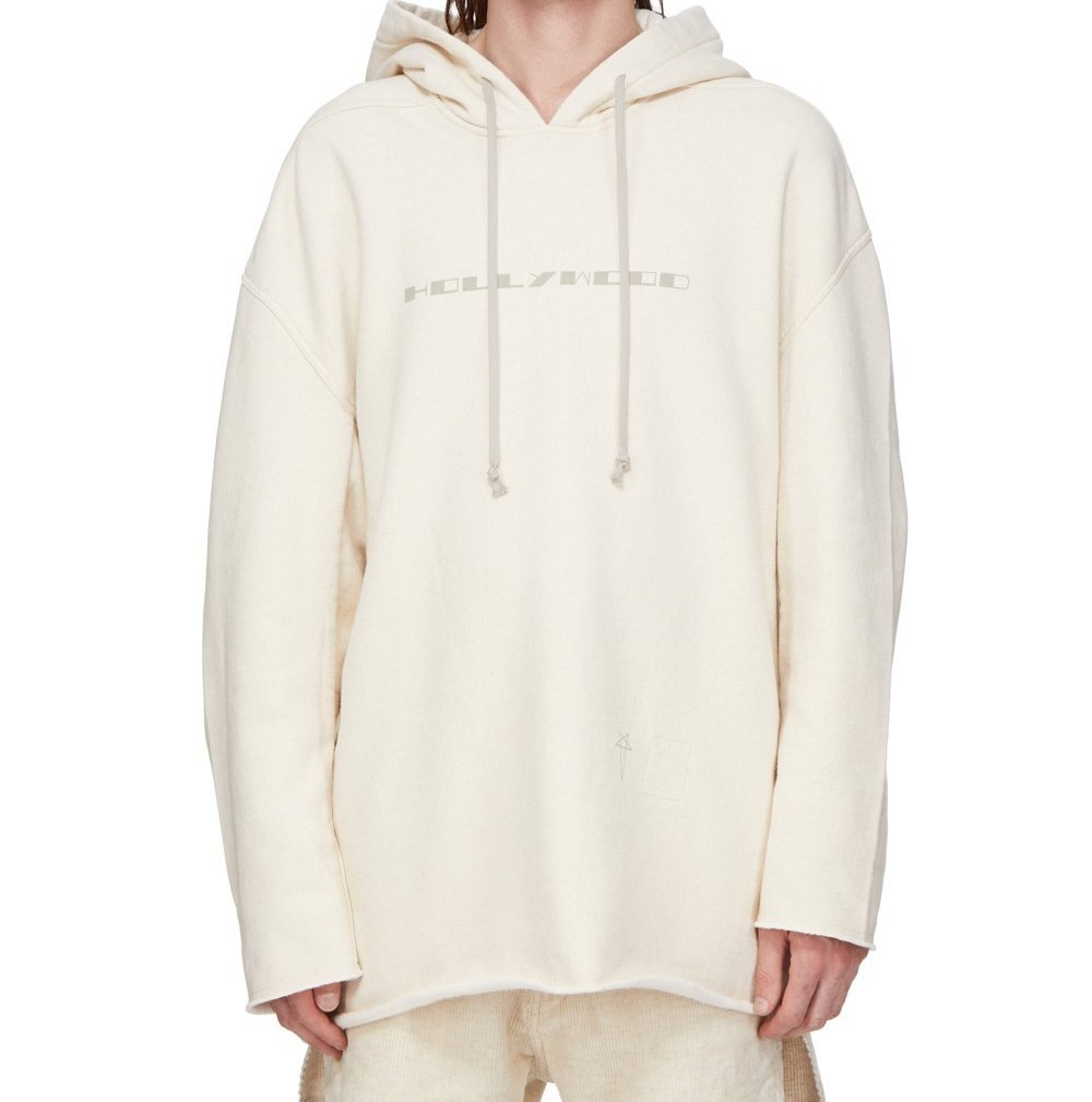 Beige Long Sleeves Logo Hoodie