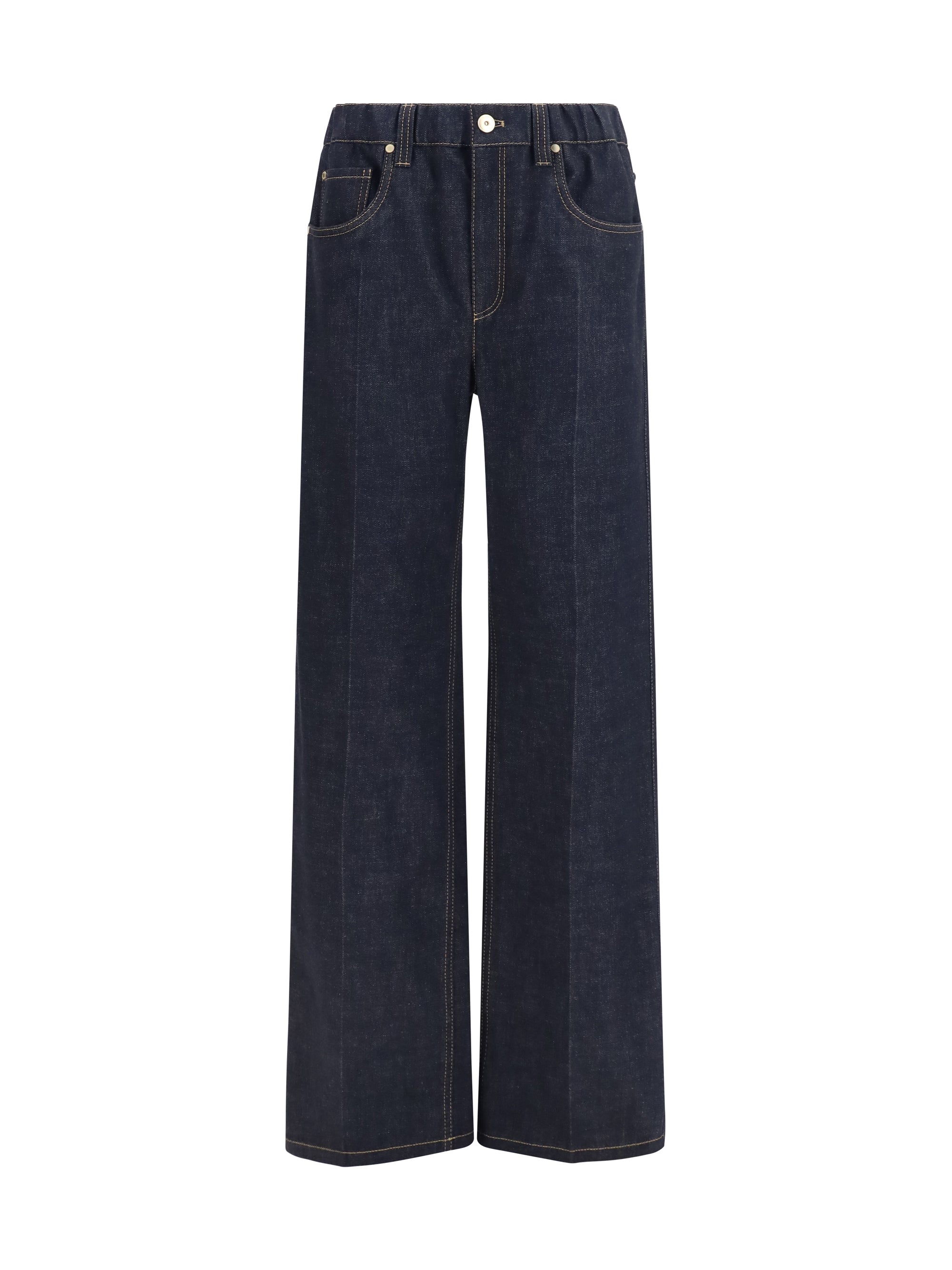 Wide-Leg Palazzo Denim Jeans — Navy