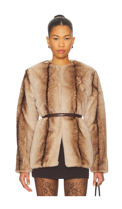 Line & Dot The City Faux Fur Jacket in Brown. - XS also in L