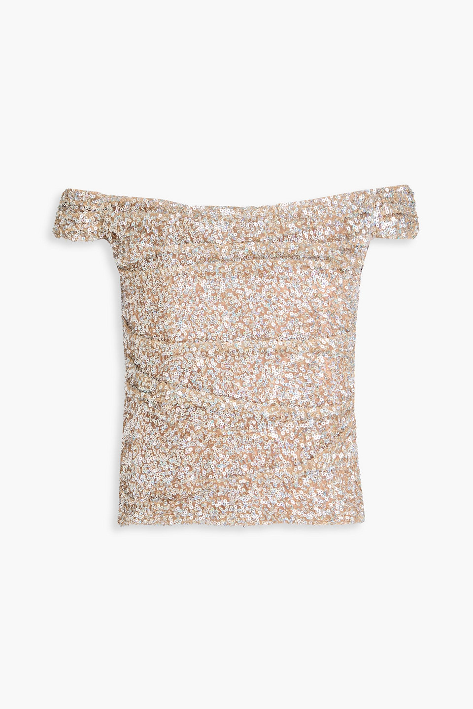 Nia off-the-shoulder sequined tulle top - Neutral - FR 42