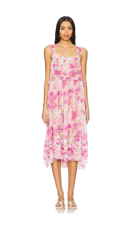 Free People x Intimately Fp Moon Phase Printed Midi Dress In Pop Combo in Pink.  L. Also in M