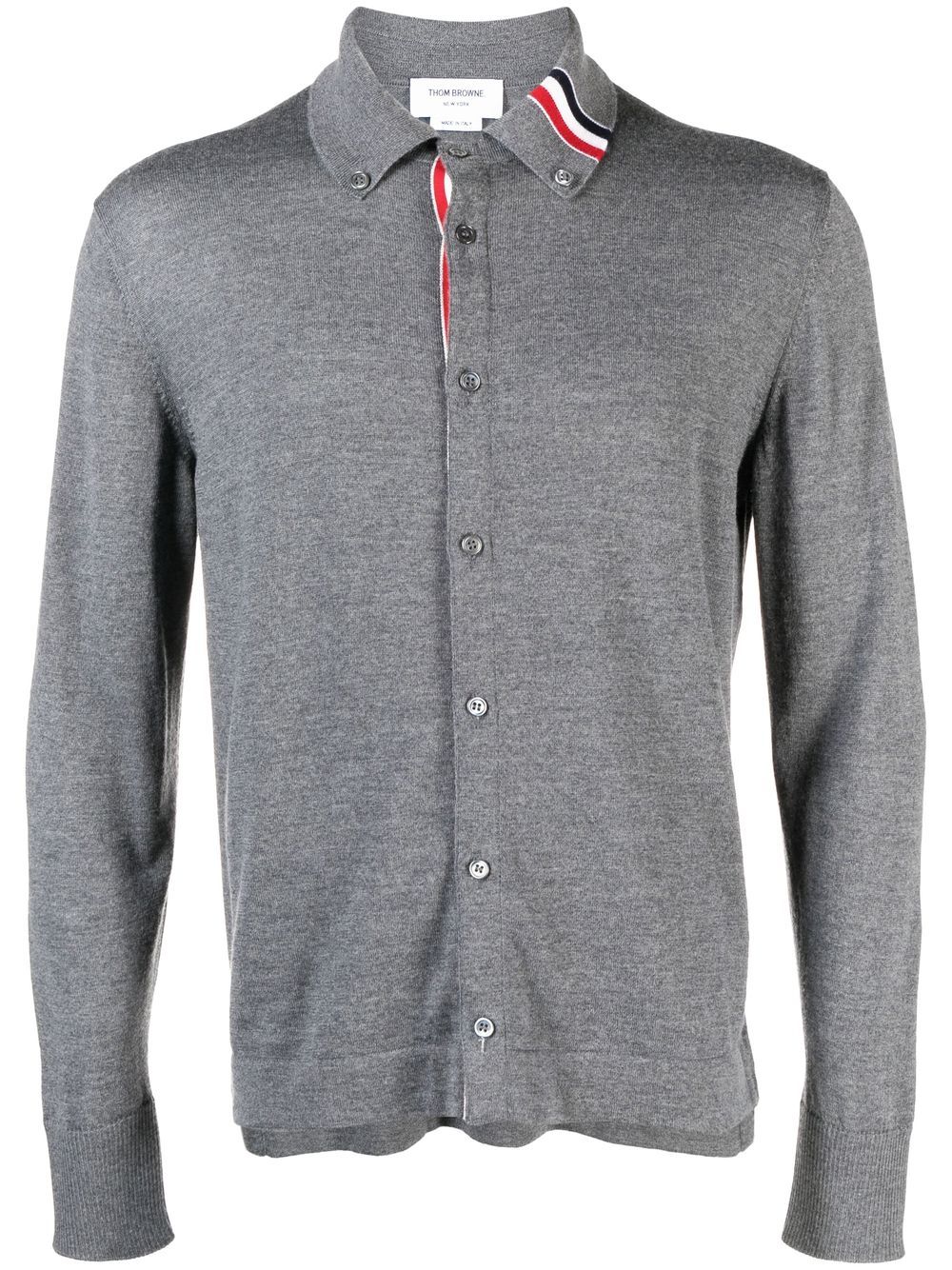 Contrasting stripe-trim knit cardigan - Blue
