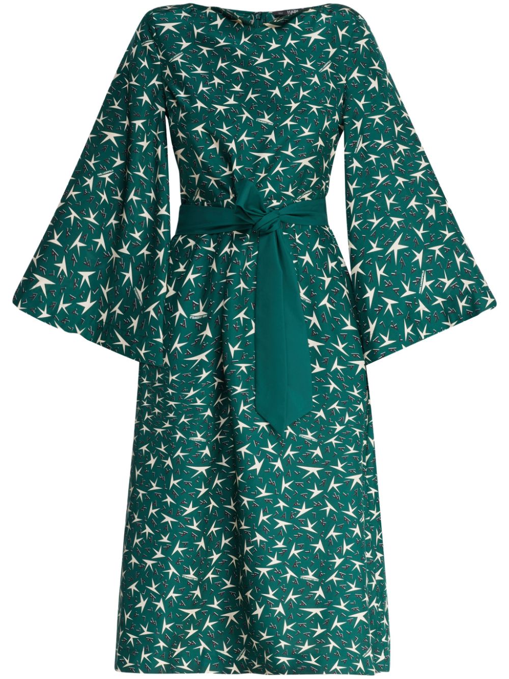 Logo-print silk midi dress - Green