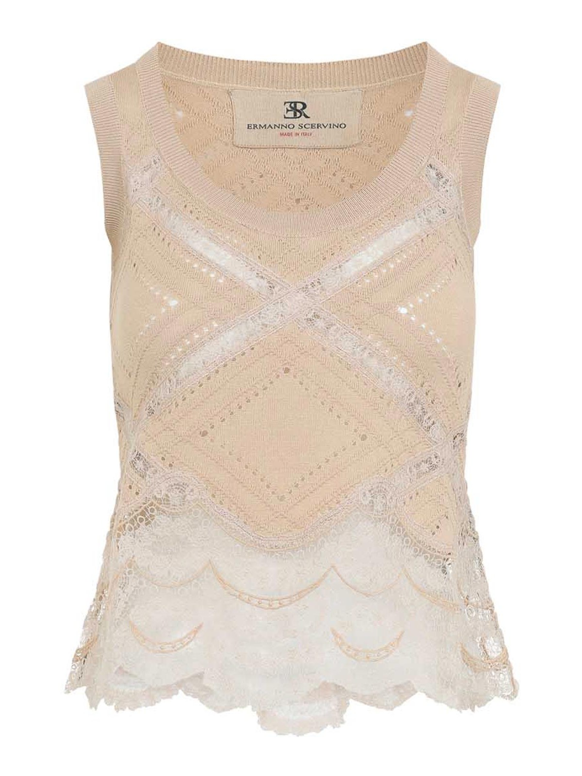 Ermanno Scervino - sleeveless knit top lace insert