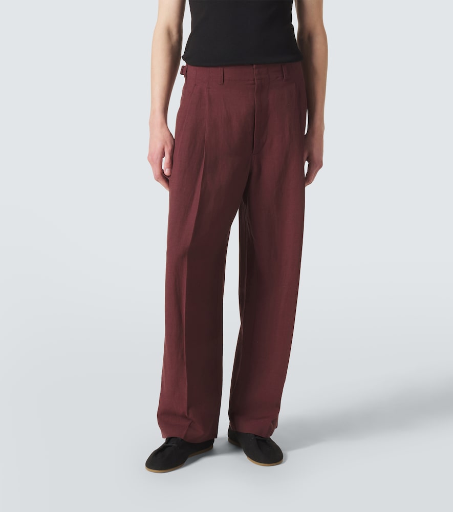 Pleated gabardine wide-leg pants