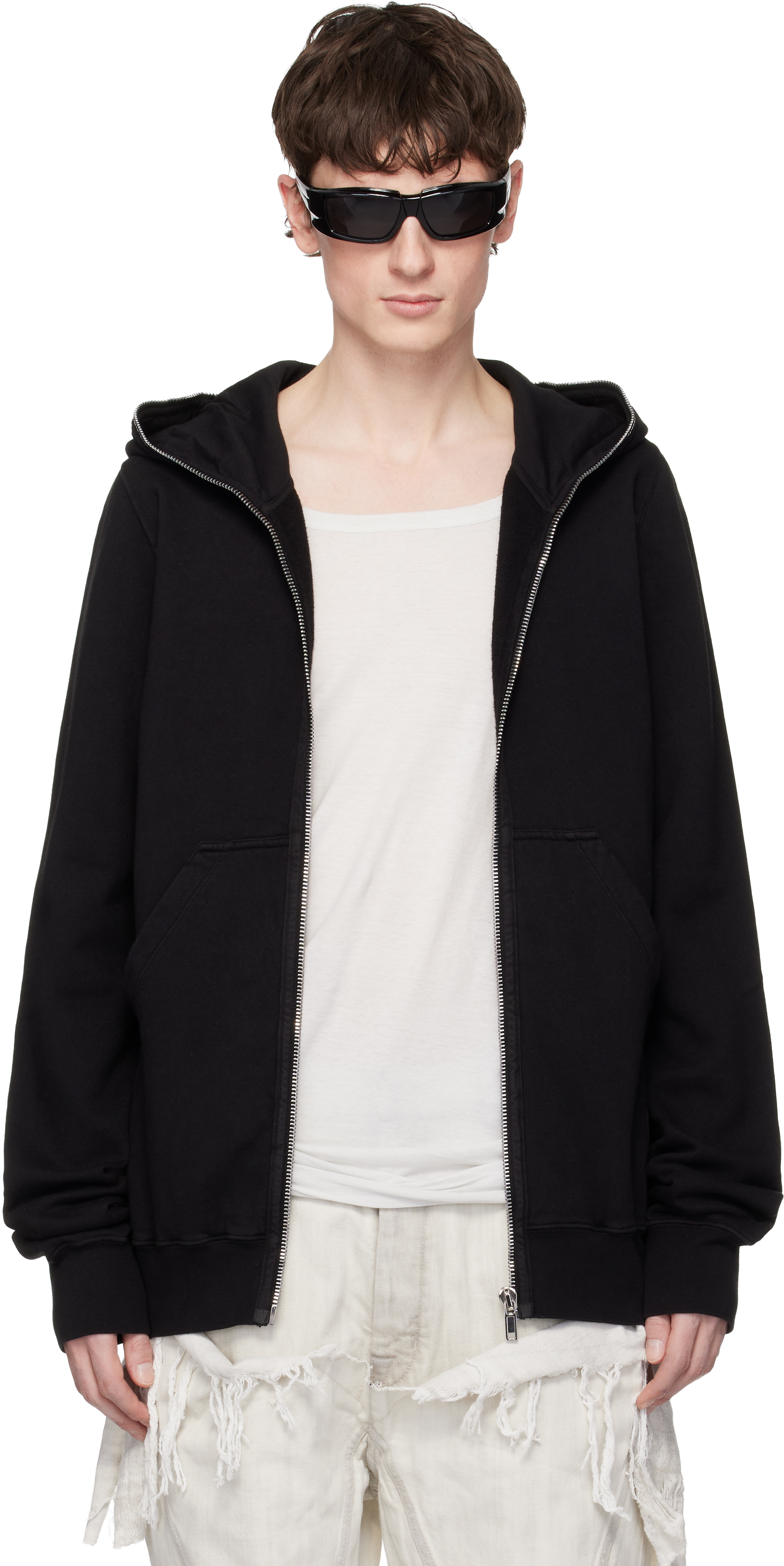 Black Zip-Up Fleece Hoodie