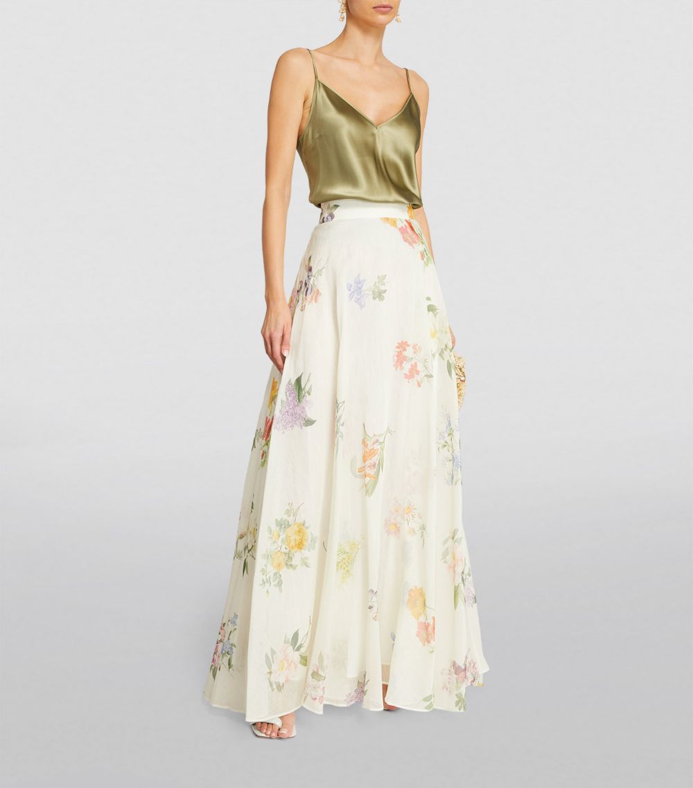 Linen-Silk Organza Natura Maxi Skirt