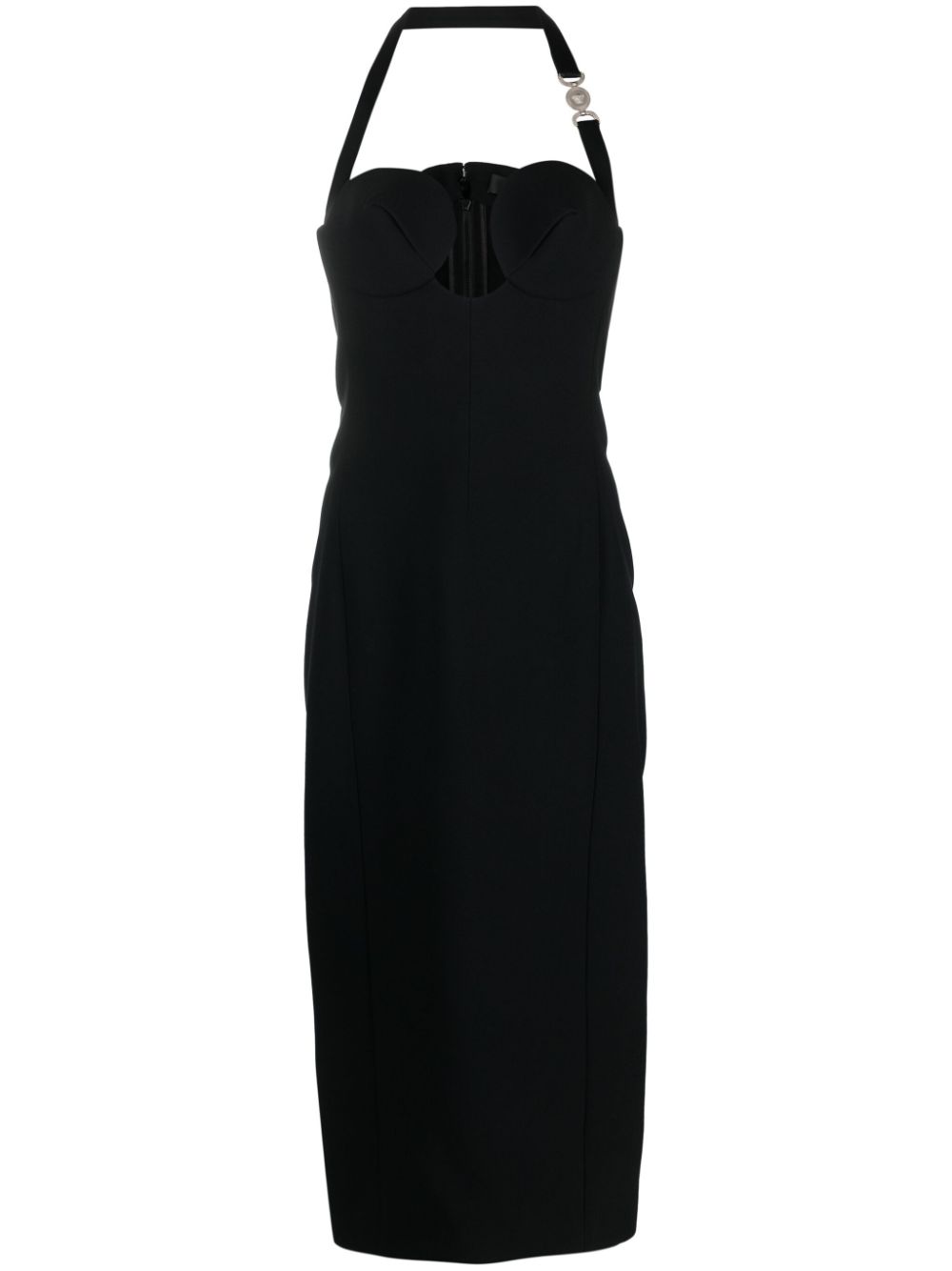 Medusa '95 fluted midi dress - Black