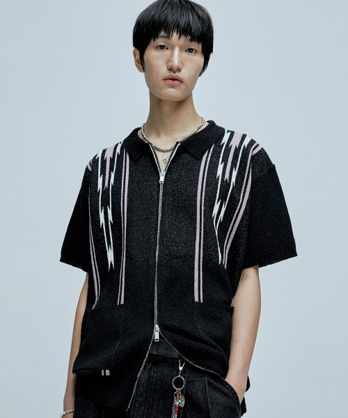 Navajo boucle knit cardigan black