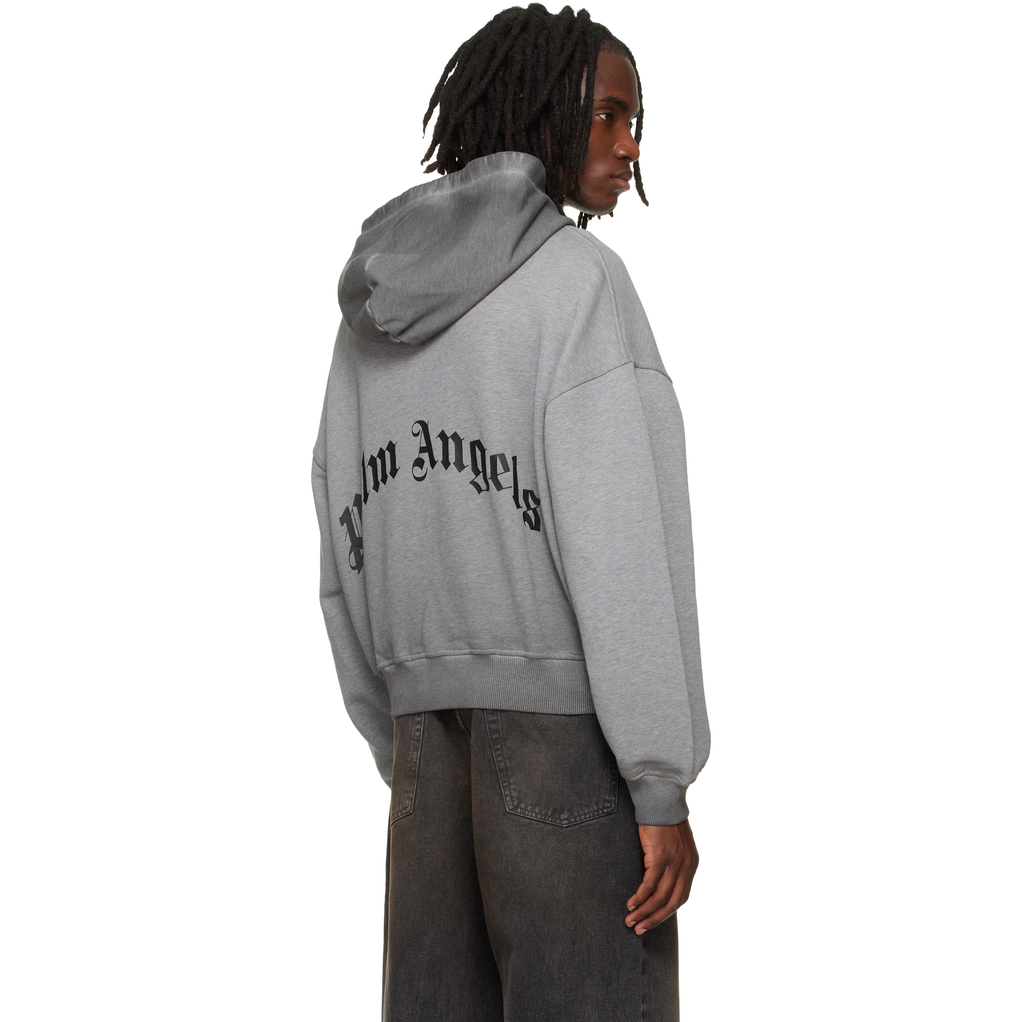 Gray Skull Zipped Loose Hoodie