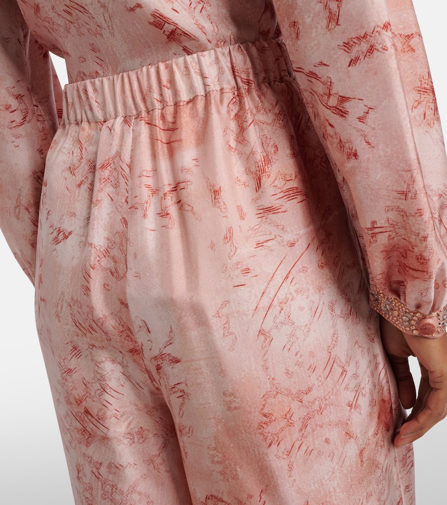 Zirlo printed silk twill wide-leg pants