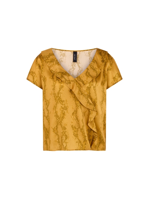 Marc Cain Silk top with snake print, yellow, 34 N