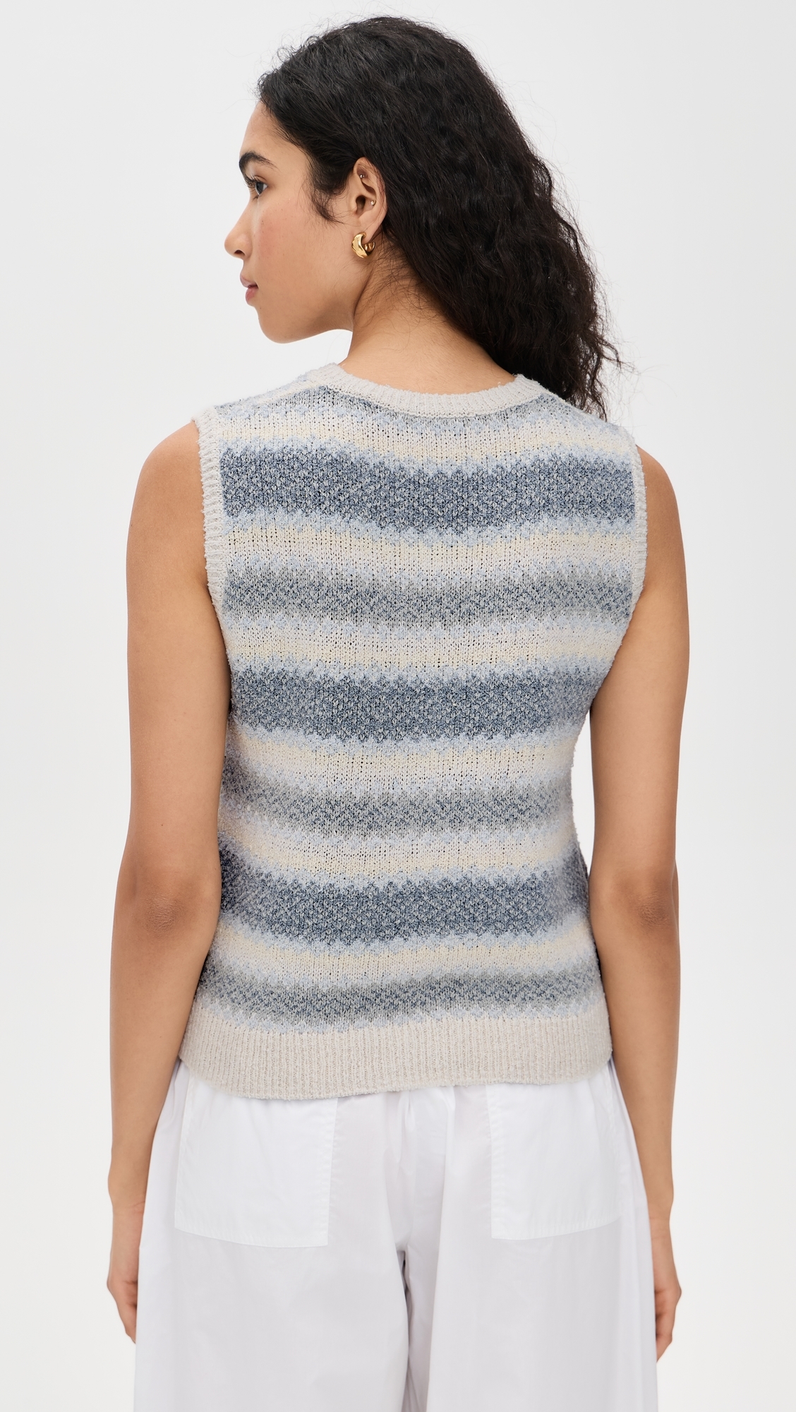 Summer Fair Isle Knit Vest Pale Tide Combo