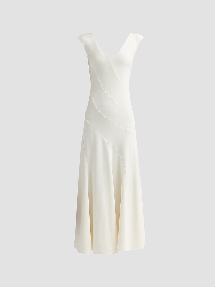 Women's Romana Double-Face Crepe Midi-Dress - Alabaster