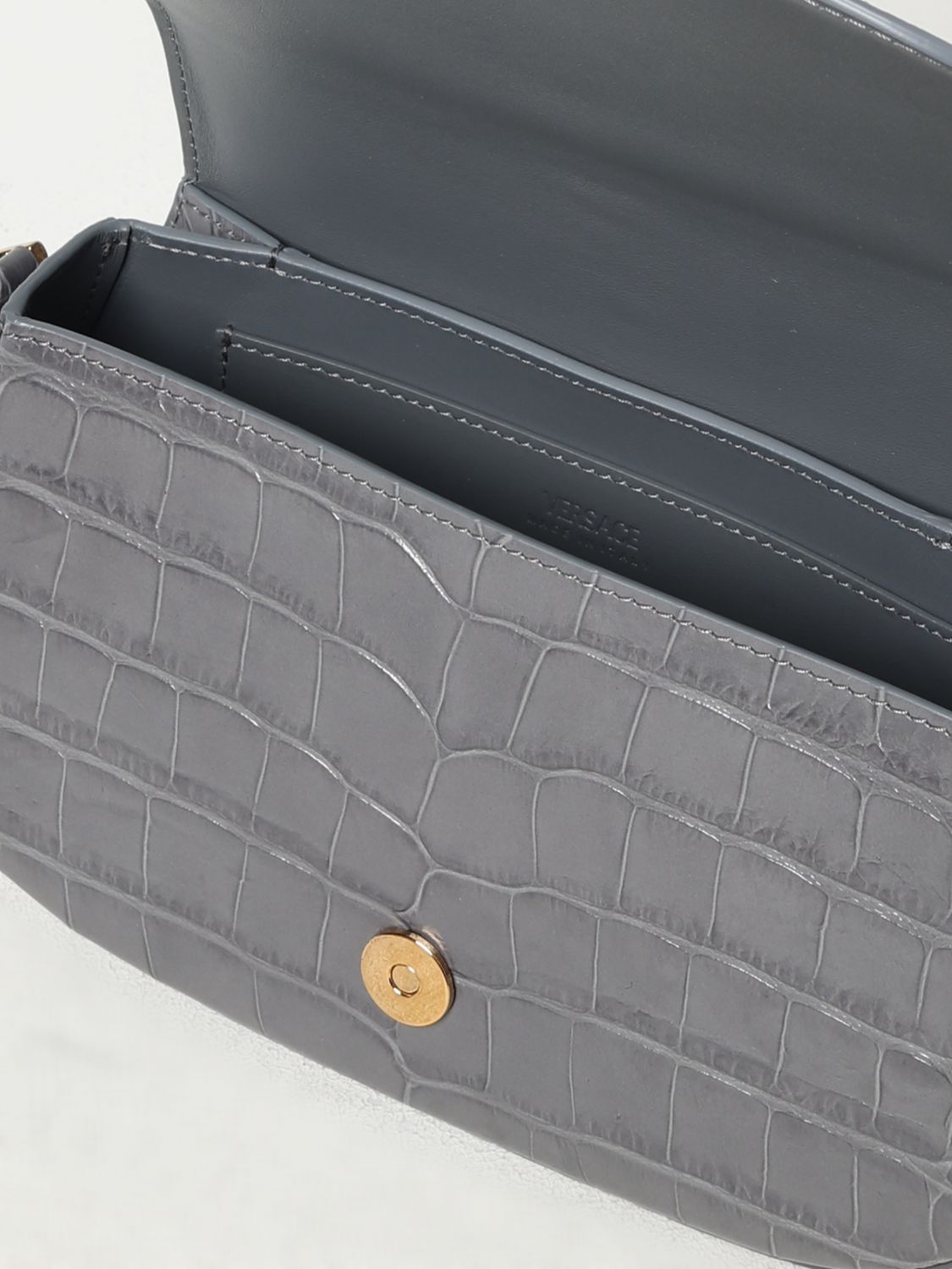 Greca Goddess leather shoulder bag - Black