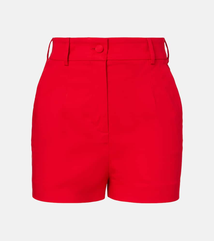 High-rise cotton-blend shorts