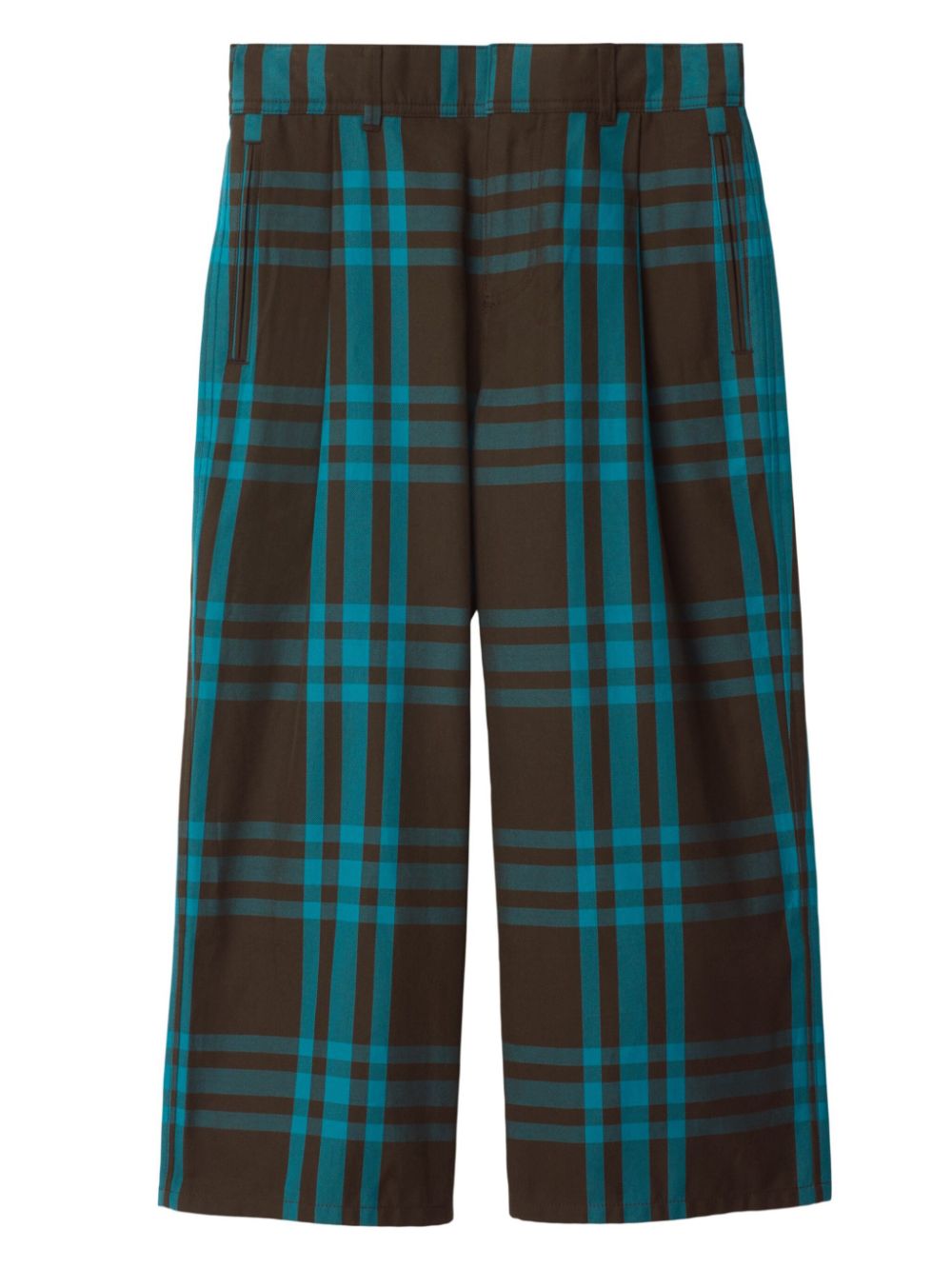 Check-print cotton trousers - Brown
