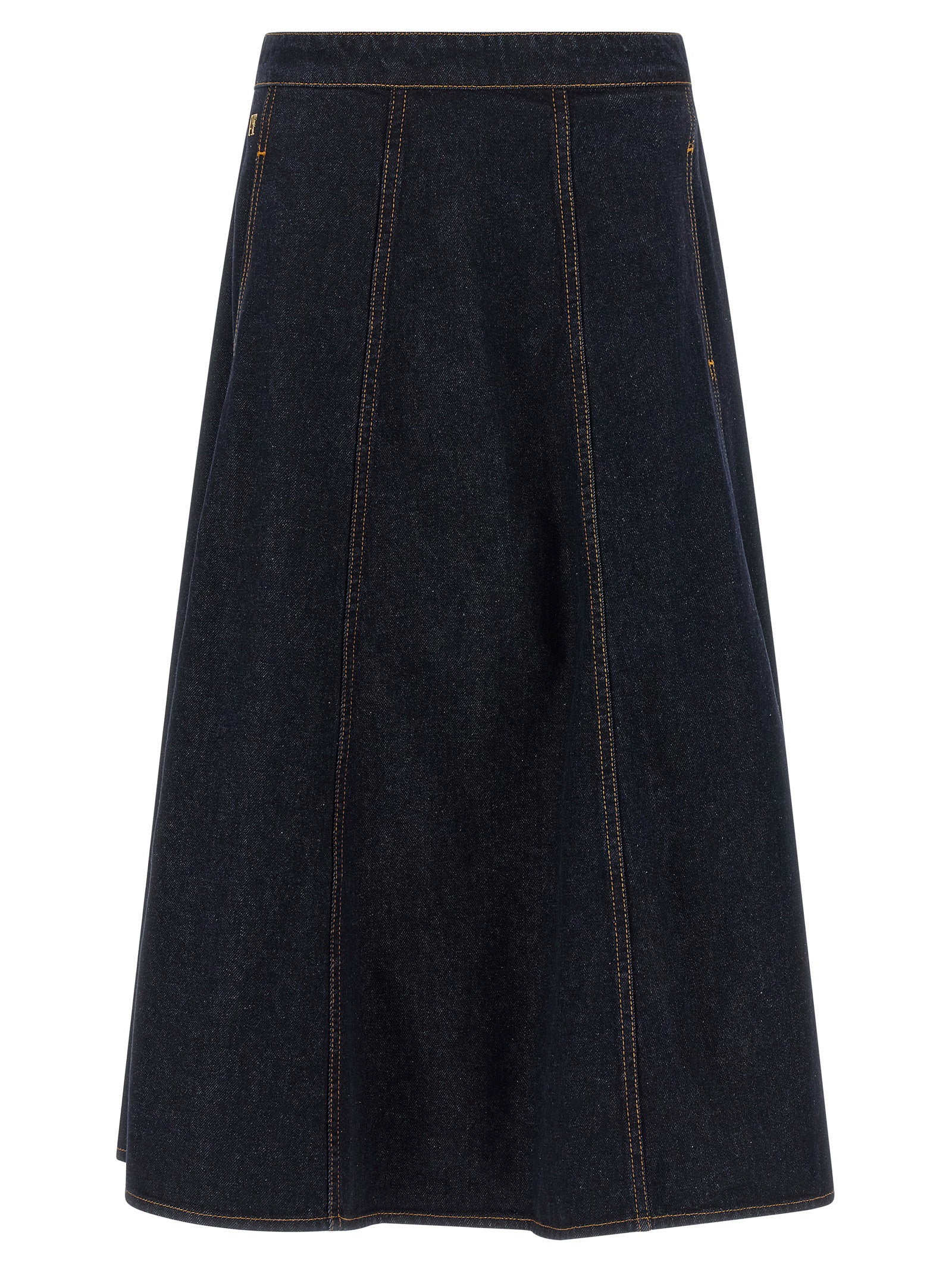 Denim A-Line Maxi Skirt — Dark Blue