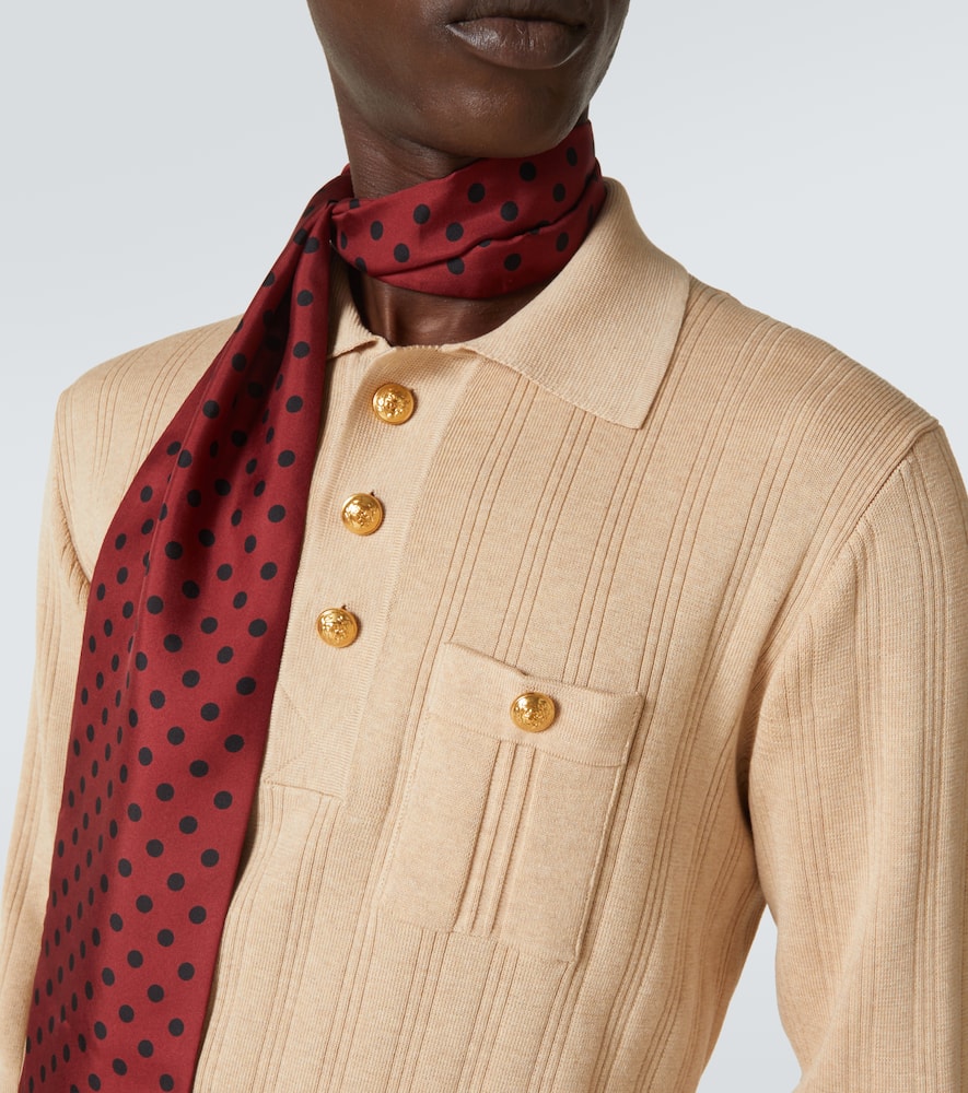 Valentino Ribbed-knit cotton polo sweater