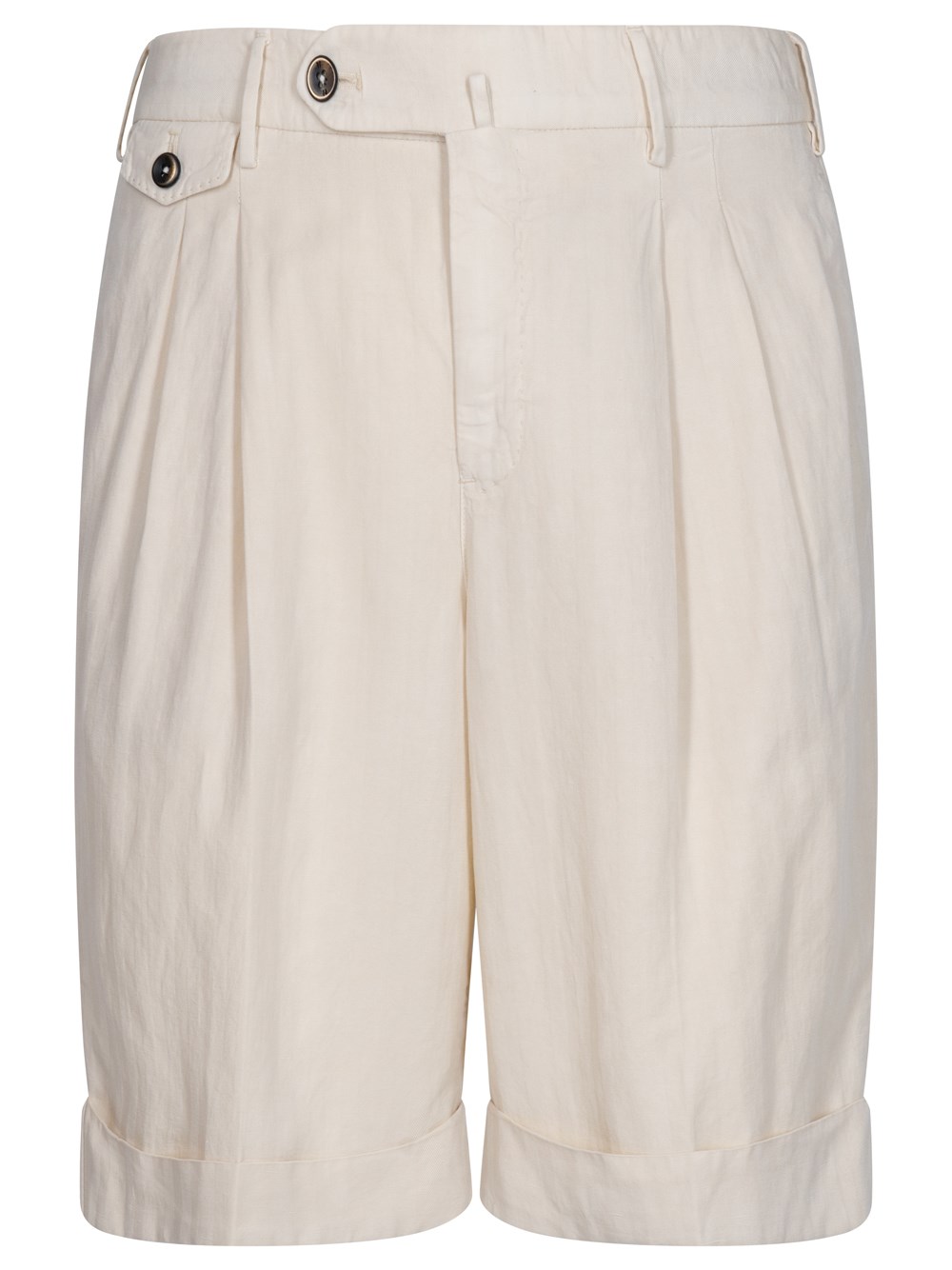 Linen Blend Bermuda With Pleats
