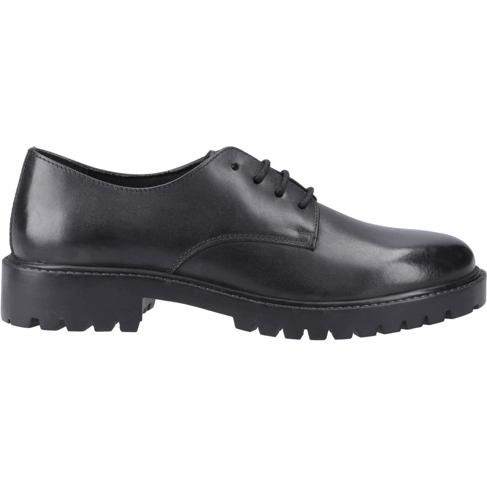 Hush Puppies Aubrey Lace Up Leather Youth Girl's Black Derby Shoe