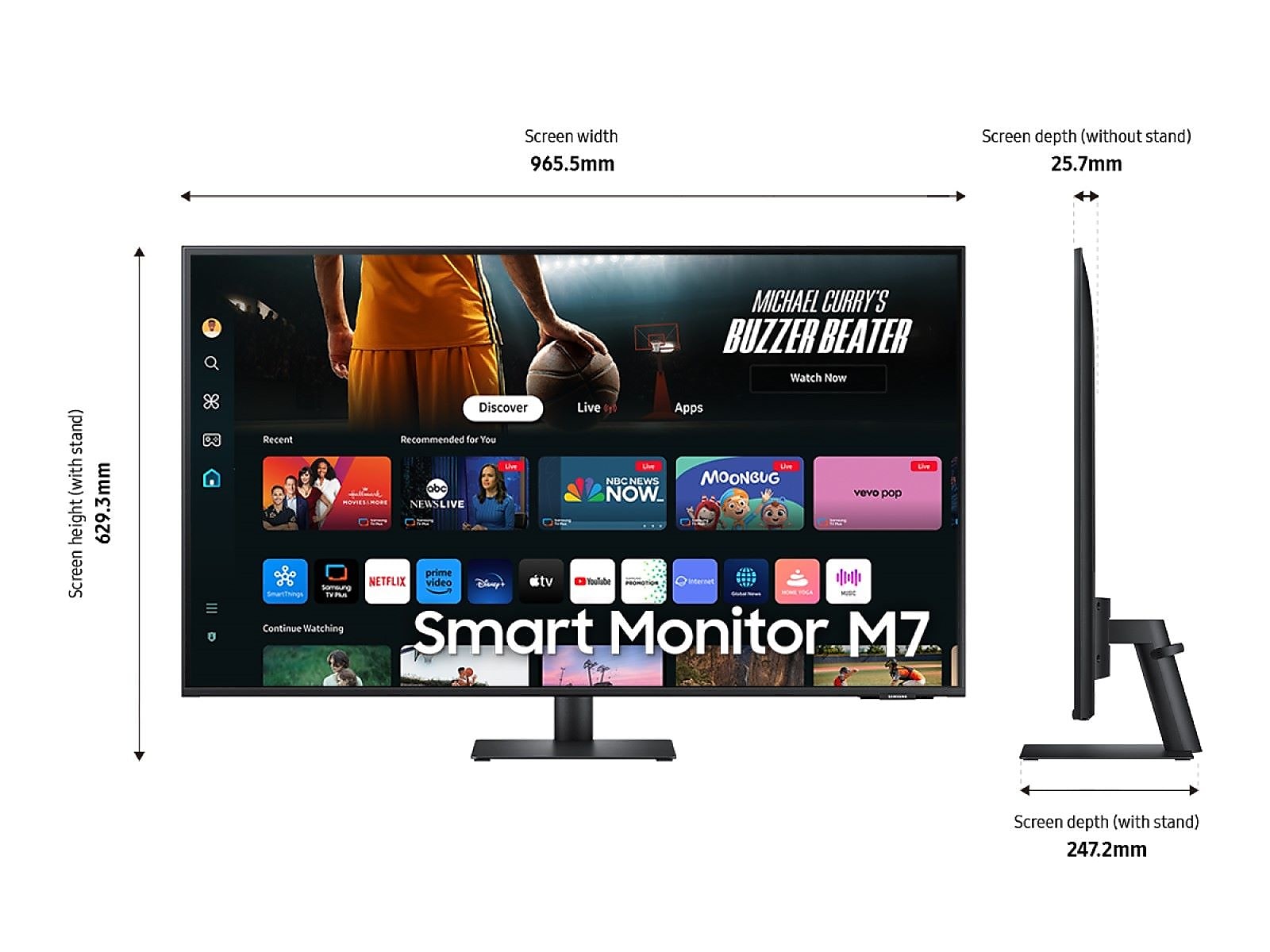 43" Smart Monitor M7 (M70D) 4K UHD with Streaming TV, Speakers and USB-C(LS43DM702UNXGO)
