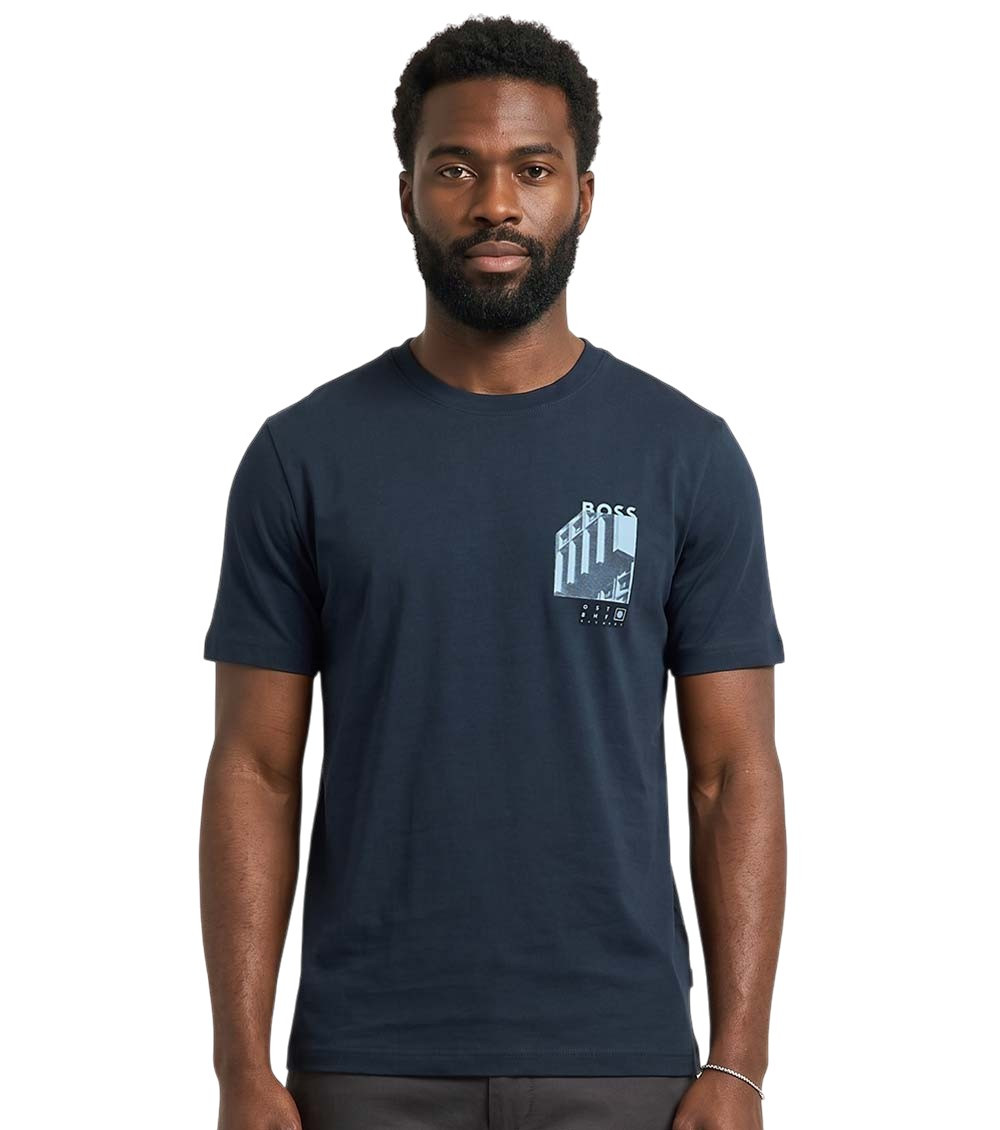 Blue Graphic Crew Neck T-Shirt